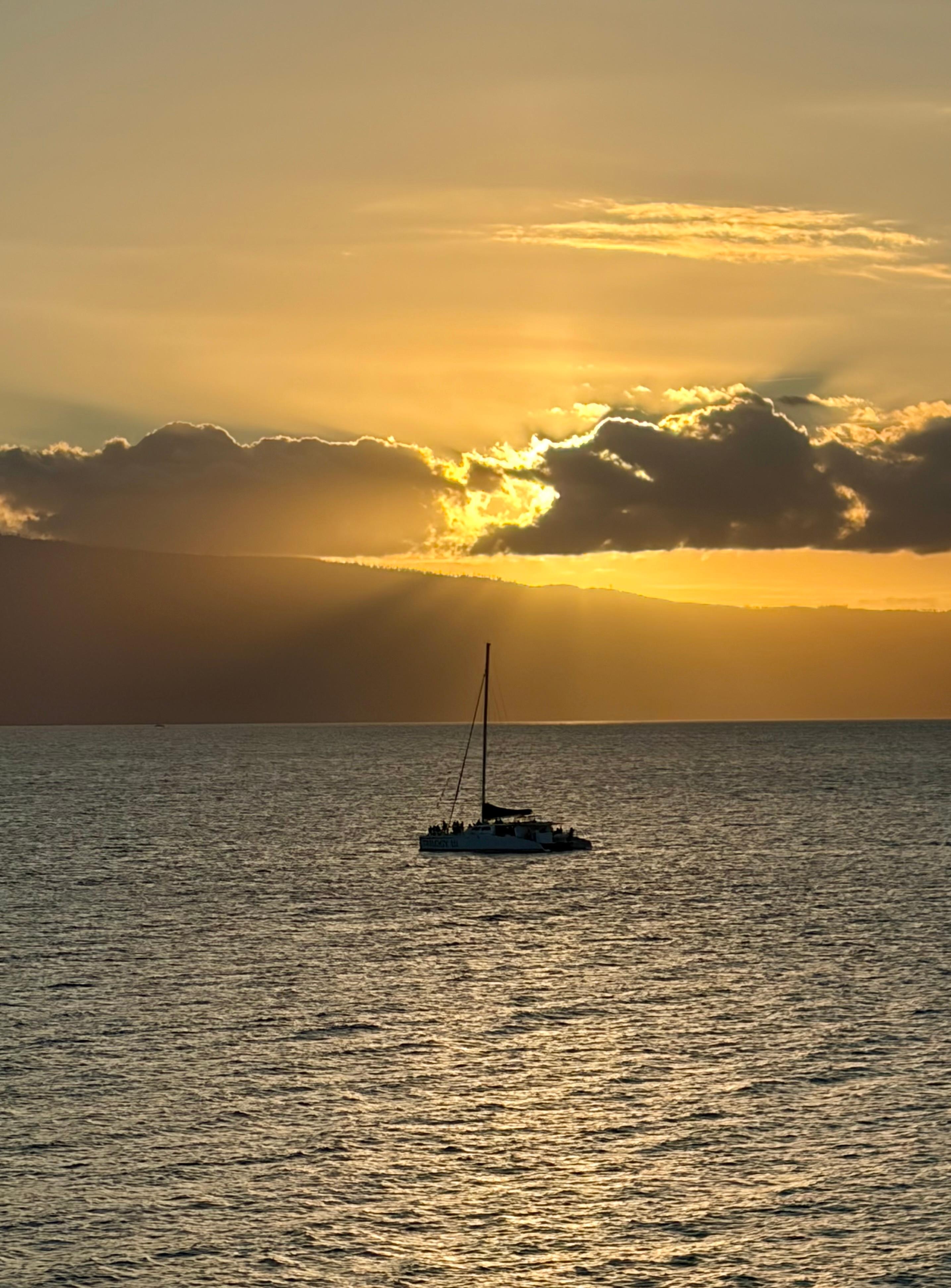 Sunset over Lanai’i. Lots whales and sea turtles this time of year!