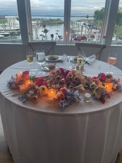 Fantastic flowers at the reception from the Salt Air Farm. Peconic Bay Yacht Club was excellent.
