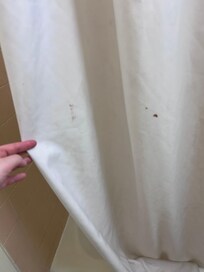 Stained shower curtain