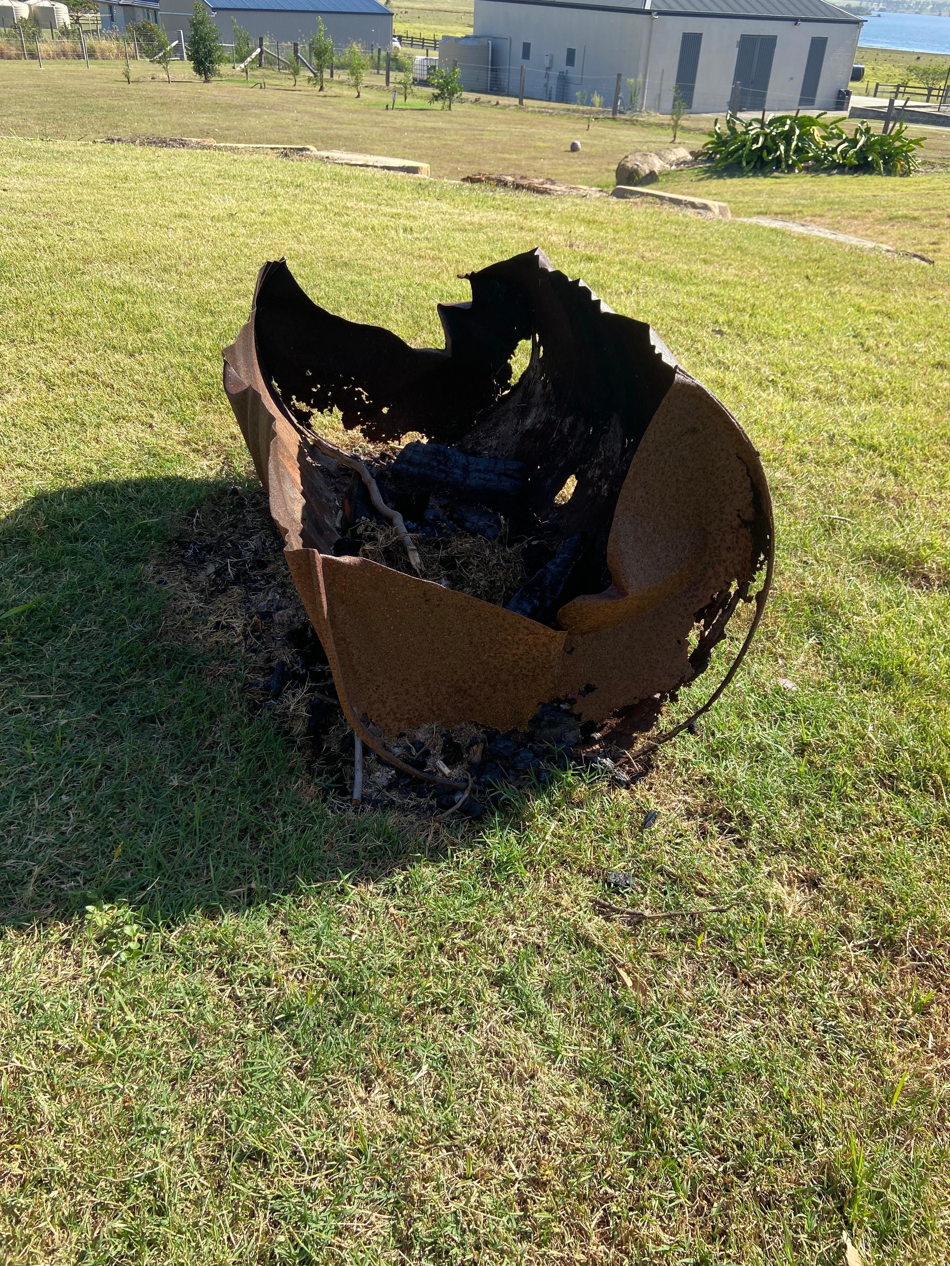 Online pics show a nice big fire pit, well this is it, tetanus waiting to happen. 