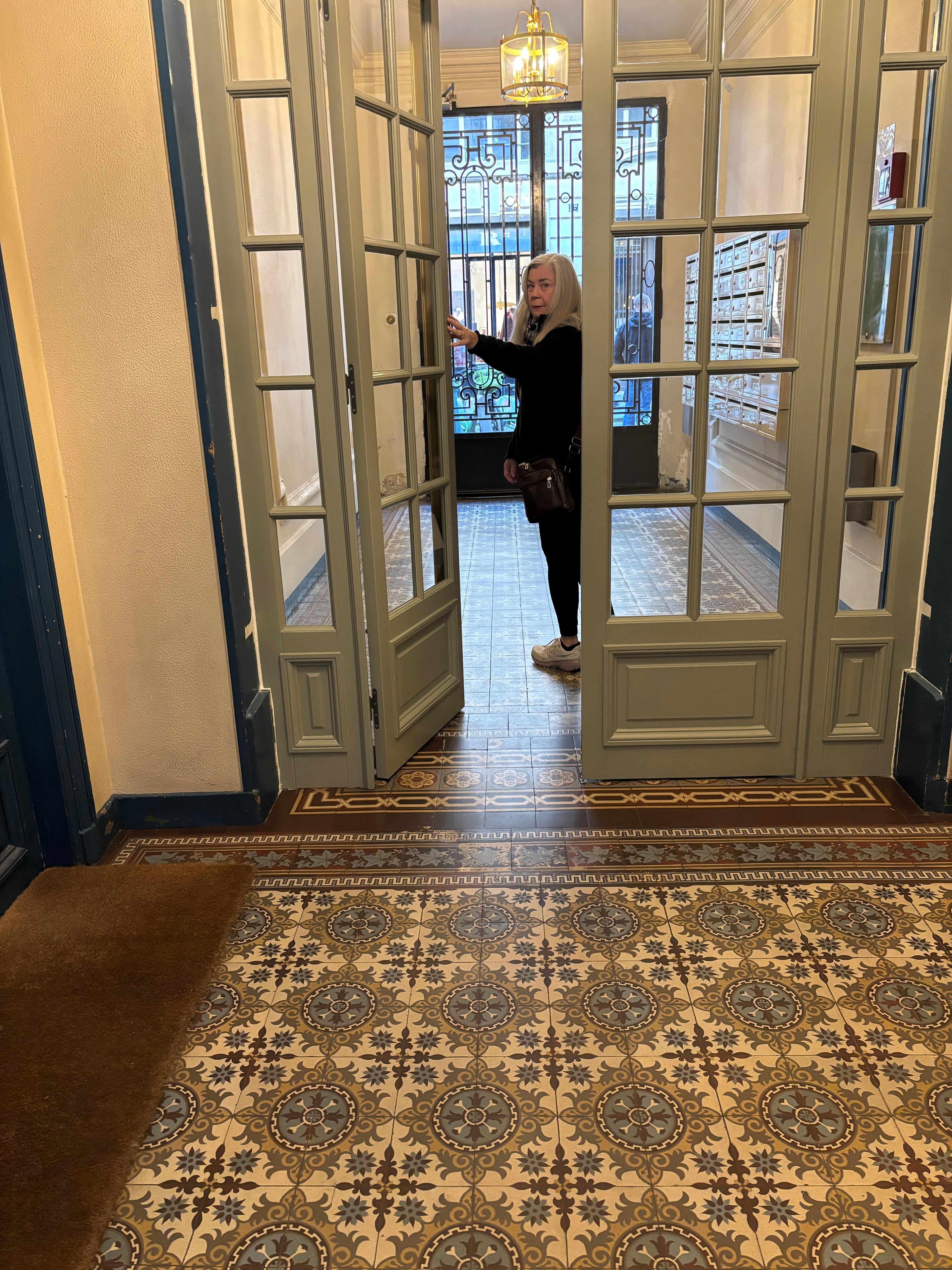 Ground floor, walking to Building B