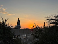 View from sidewalk looking west about 4:40 pm.