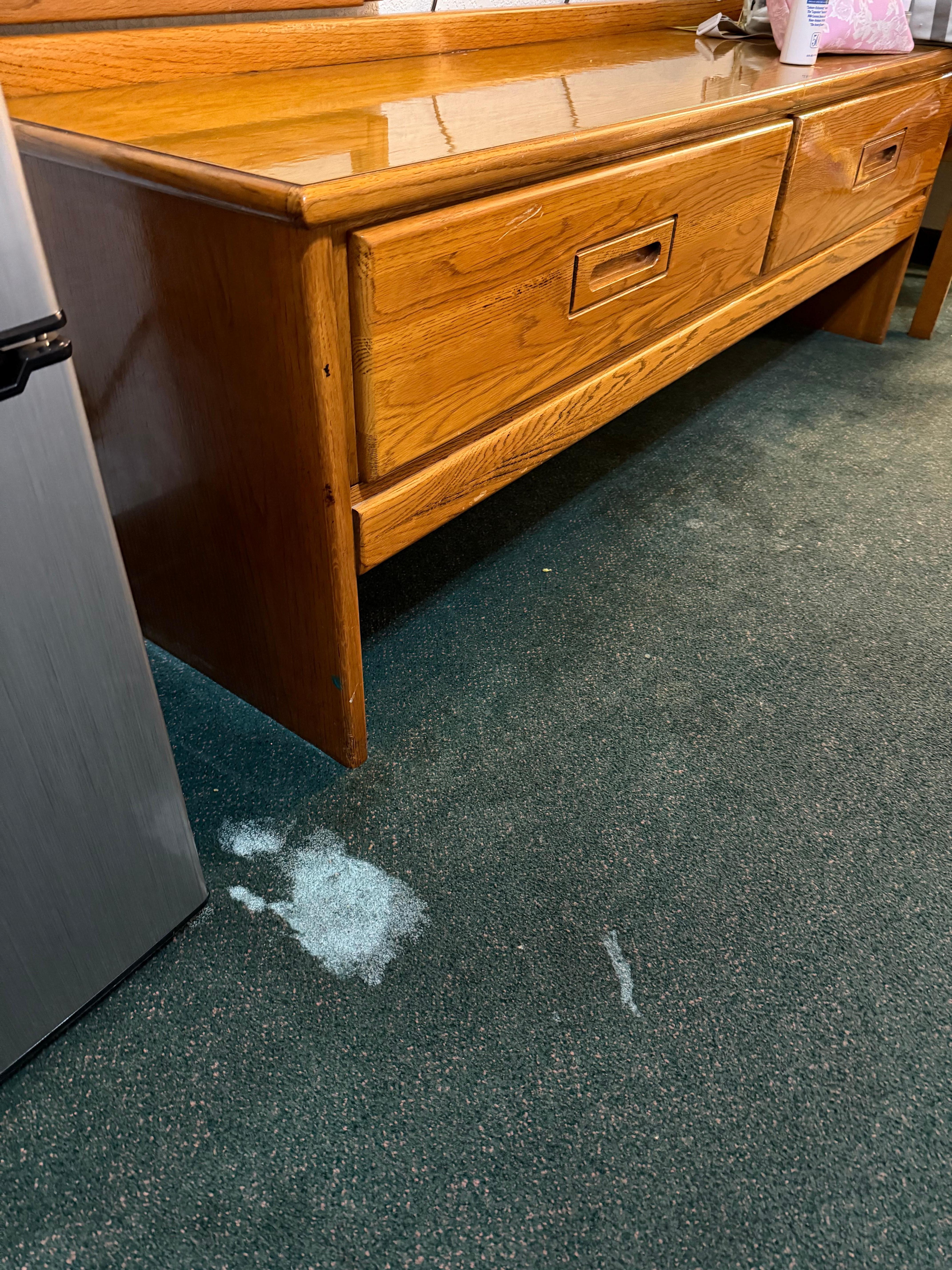 Spill on the carpet upon arrival