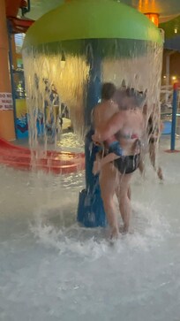 Splash pad with slides and water bucket dumping!!