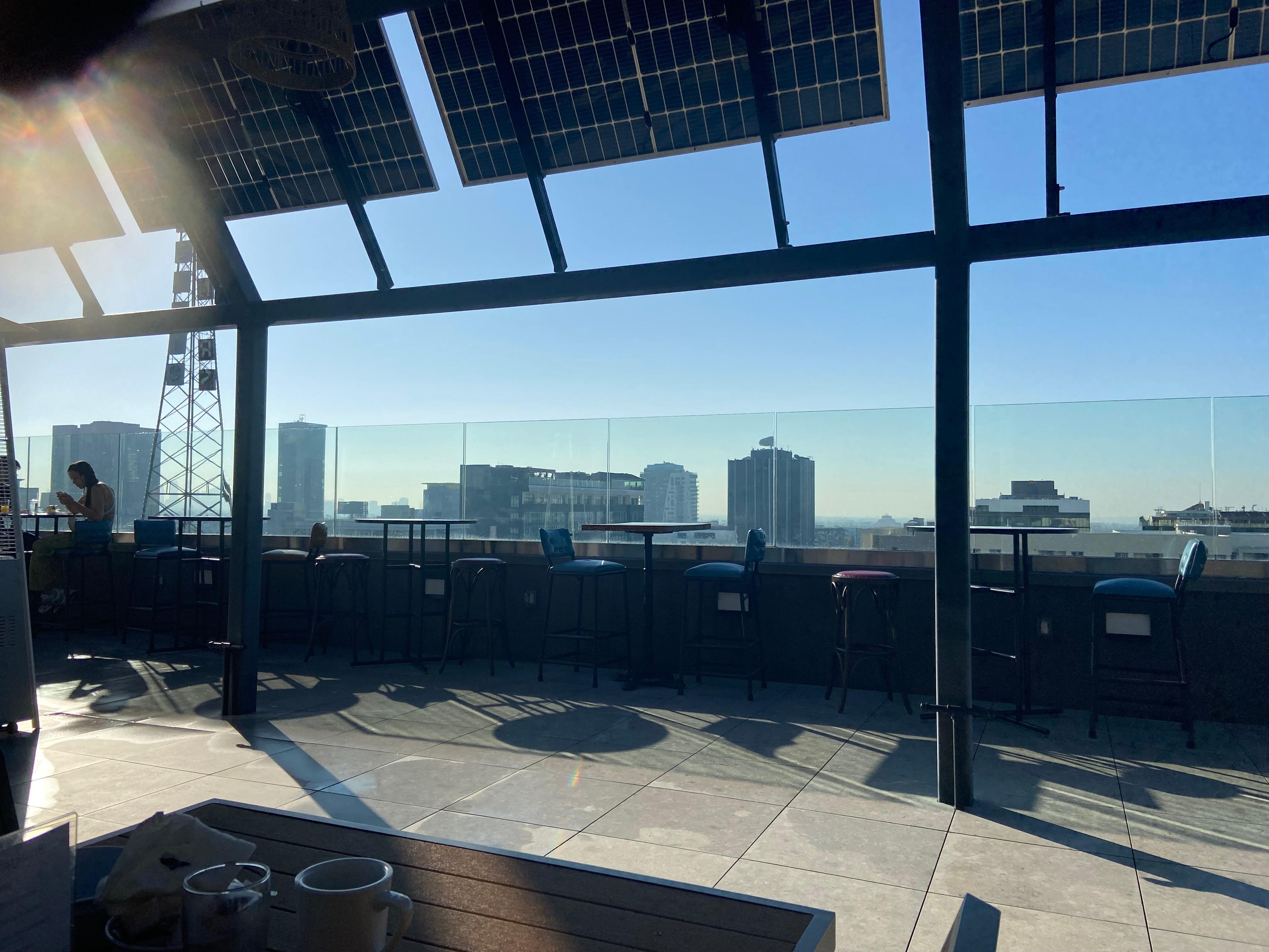 Roof top breakfast in the morning in October