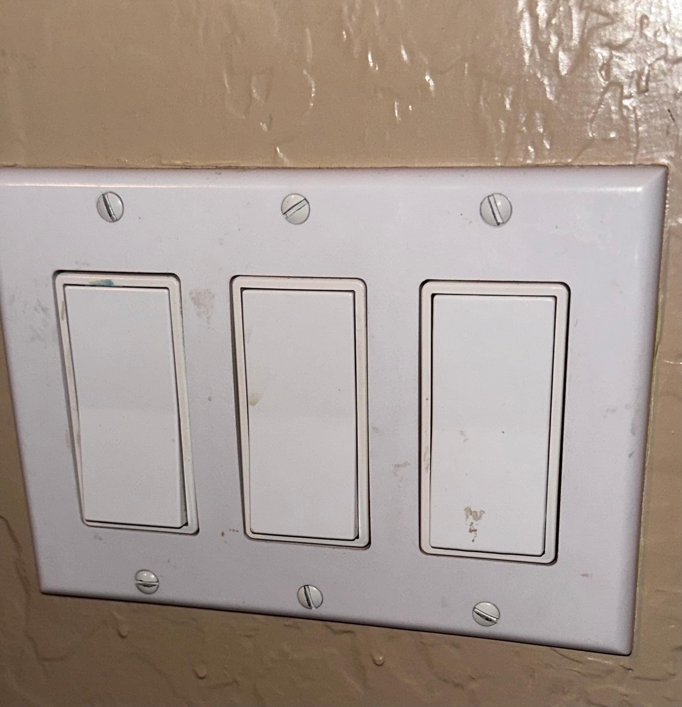 Just one of many dirty switches. Also walls, base plates, and floors visually dirty. 