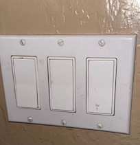 Just one of many dirty switches. Also walls, base plates, and floors visually dirty.