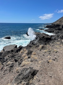 Waves crashing on the shore