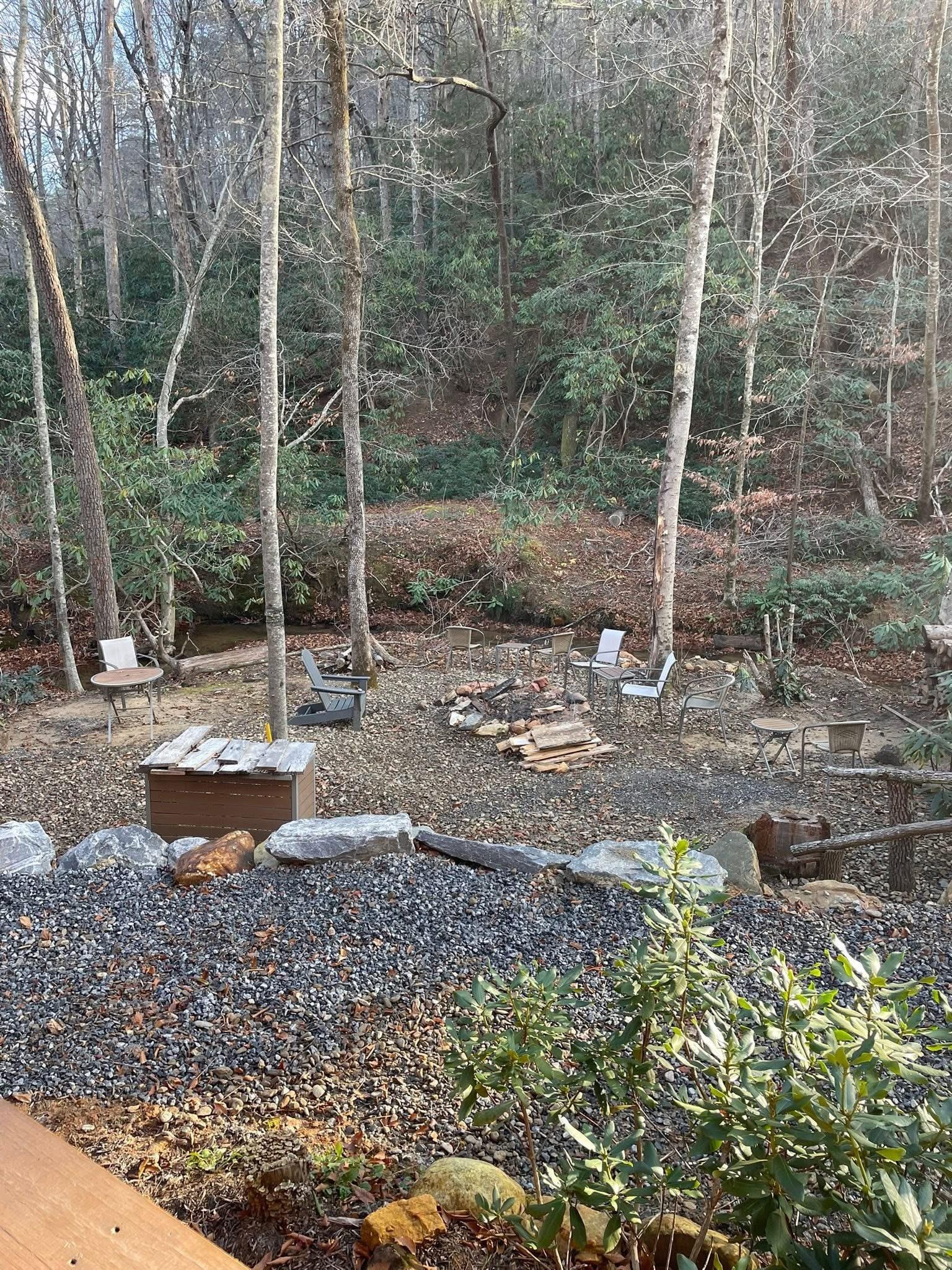Fire pit and babbling brook