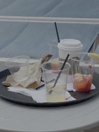 Trash like this all around the pool and was still there 3 hours later.