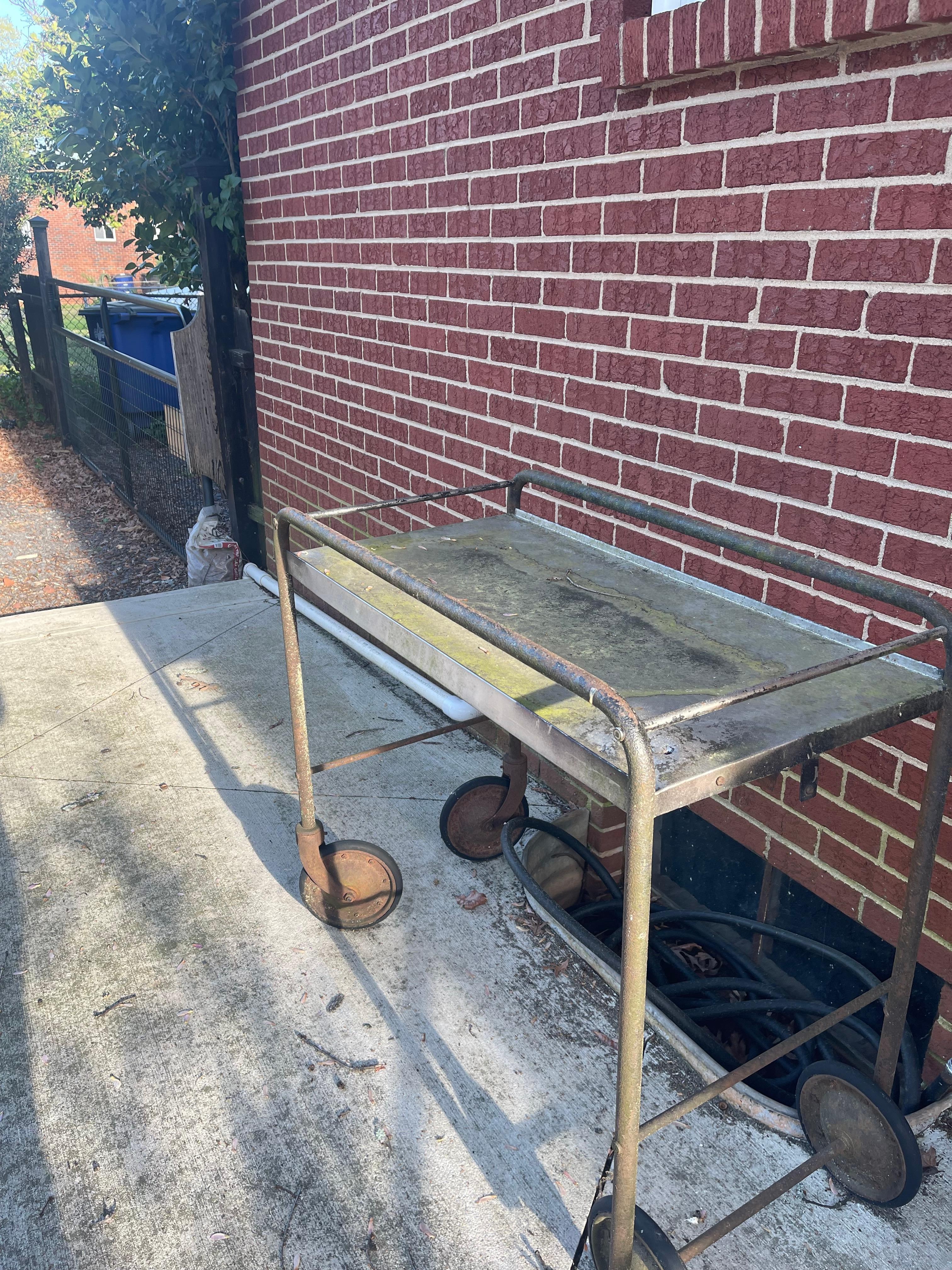 Back yard patio was dirty. 