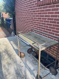 Back yard patio was dirty.