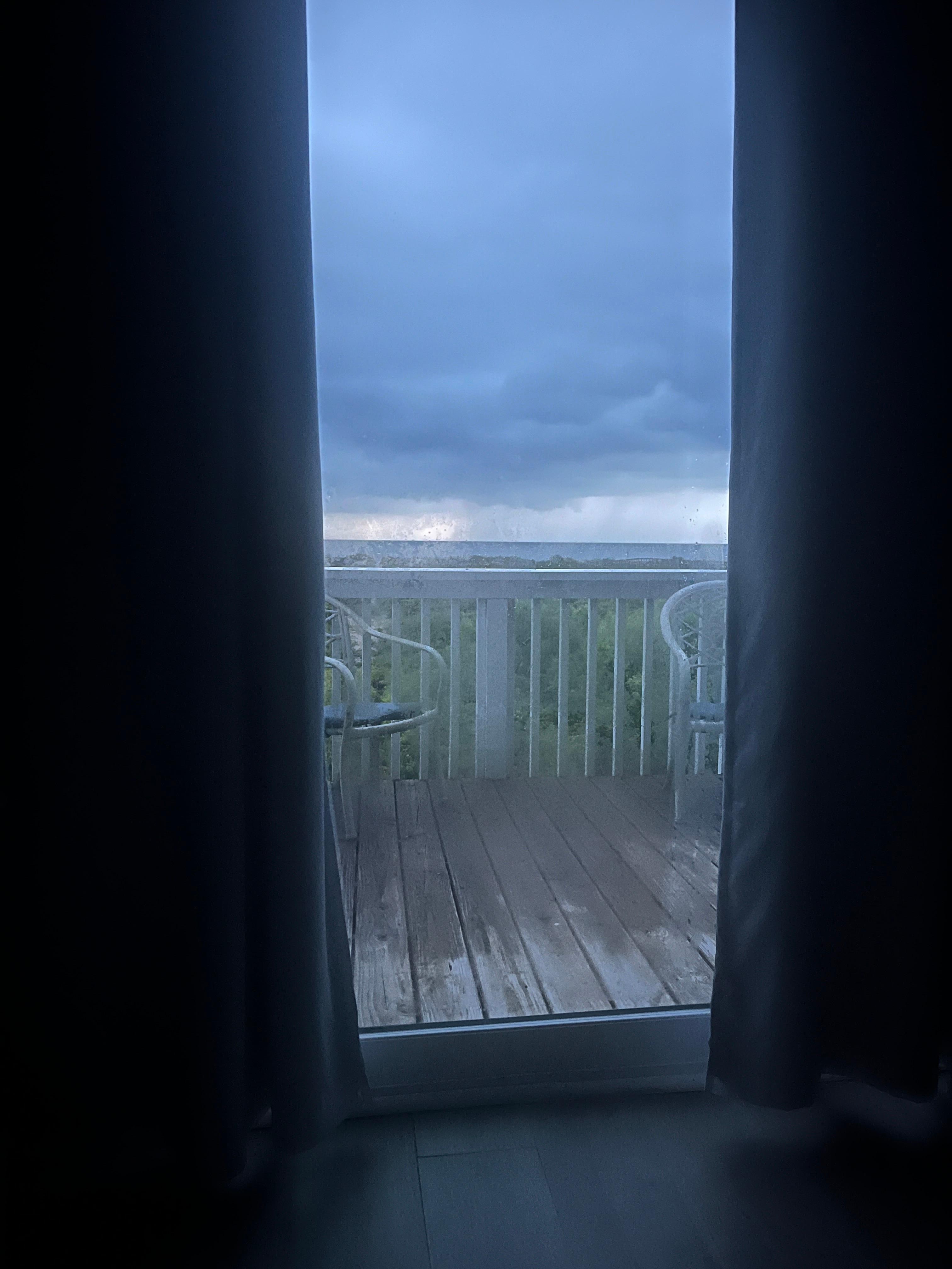 View during a storm from the chair in the Living room