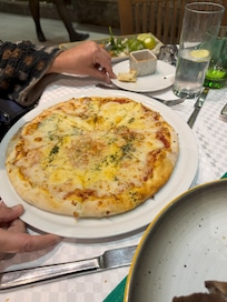 Four Cheese Pizza at Italian Restaurant, La Casa di Pasta