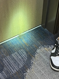 Large hair ball on floor in hallway outside of our room.