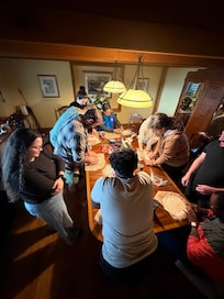 All of us working together to make the pizzas!