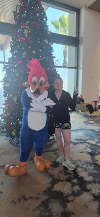 Character meeting in the lobby at Dockside.