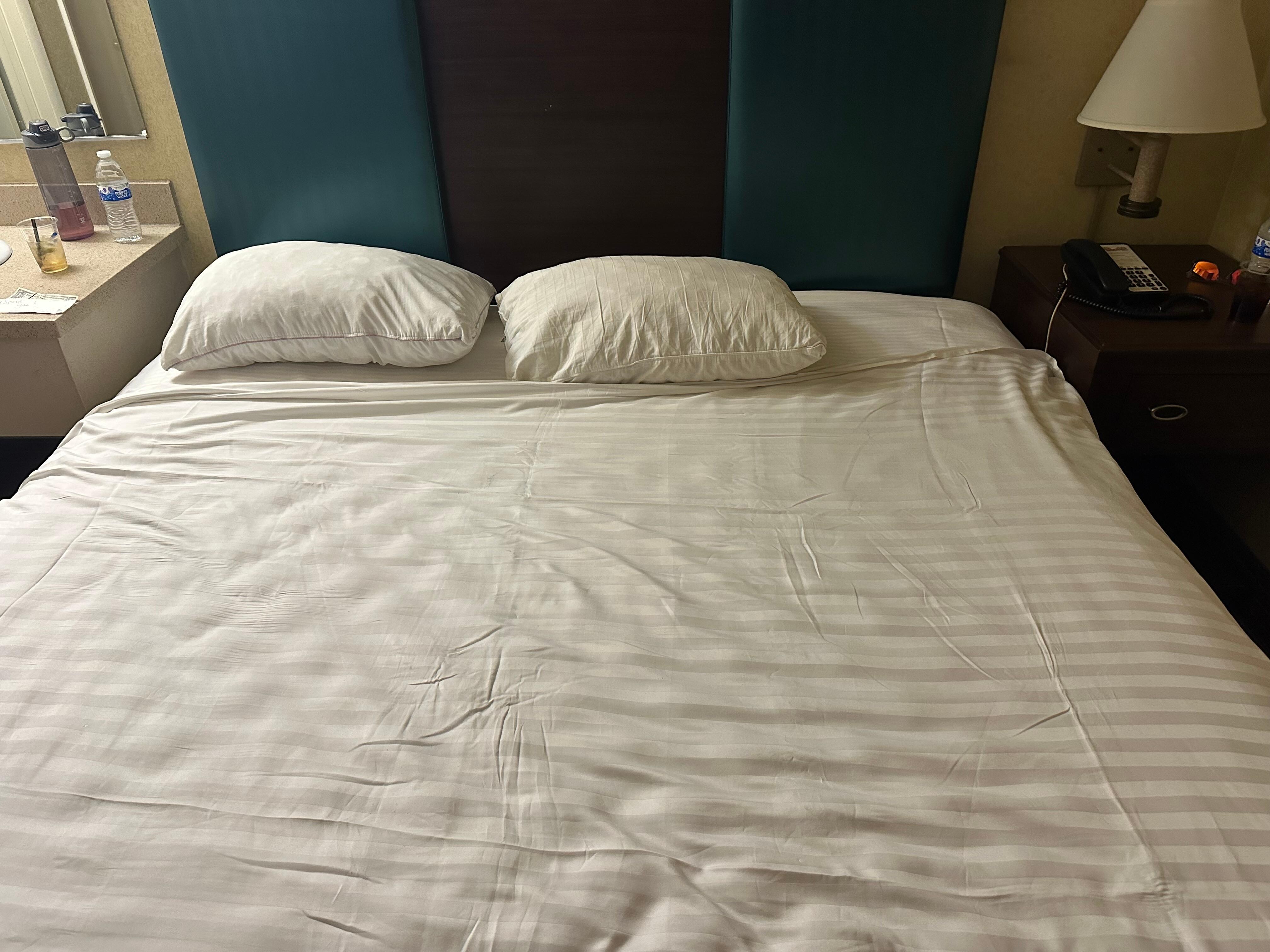 No blanket or pillow cases, only a sheet
