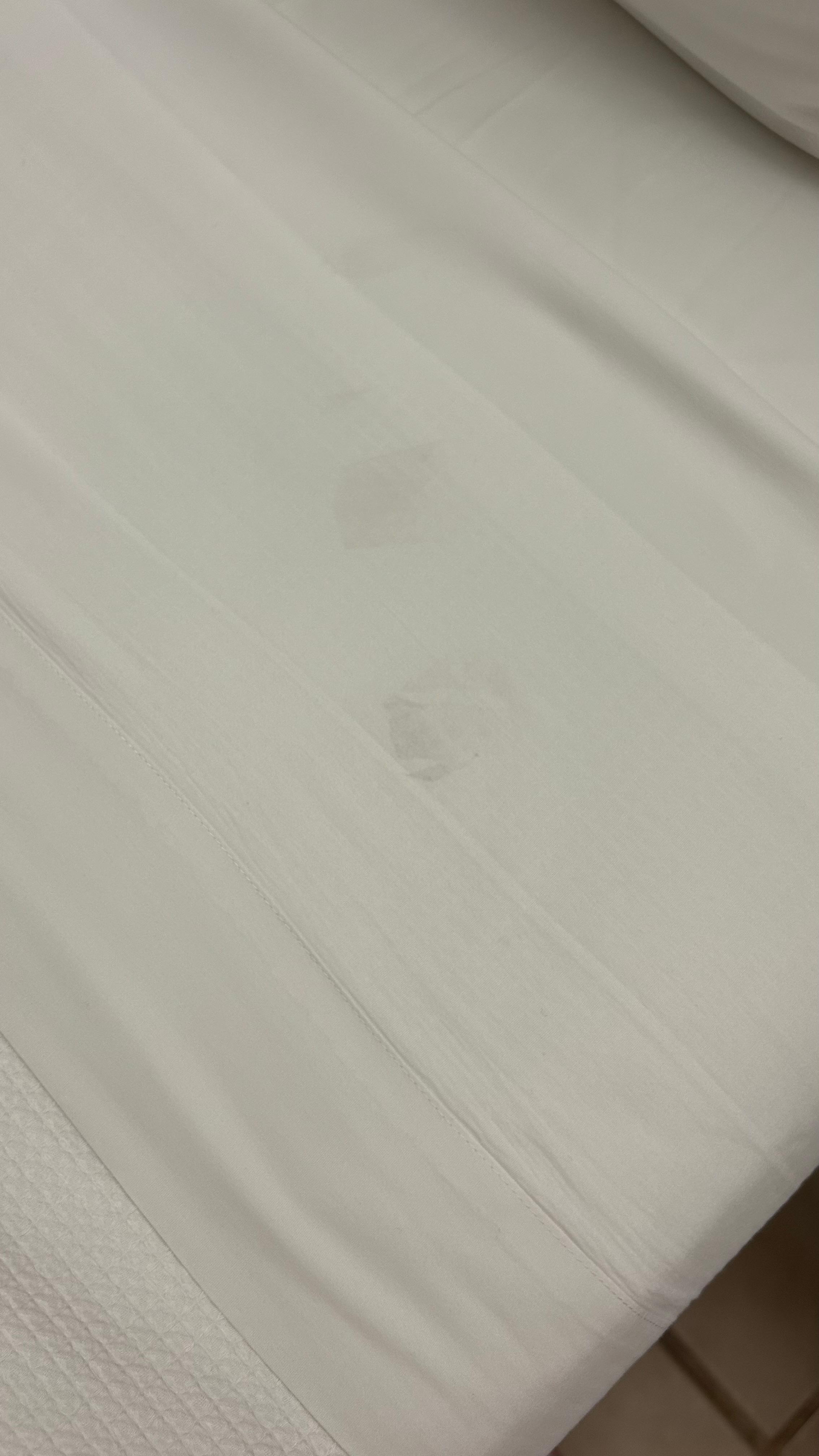Linens with stains.
