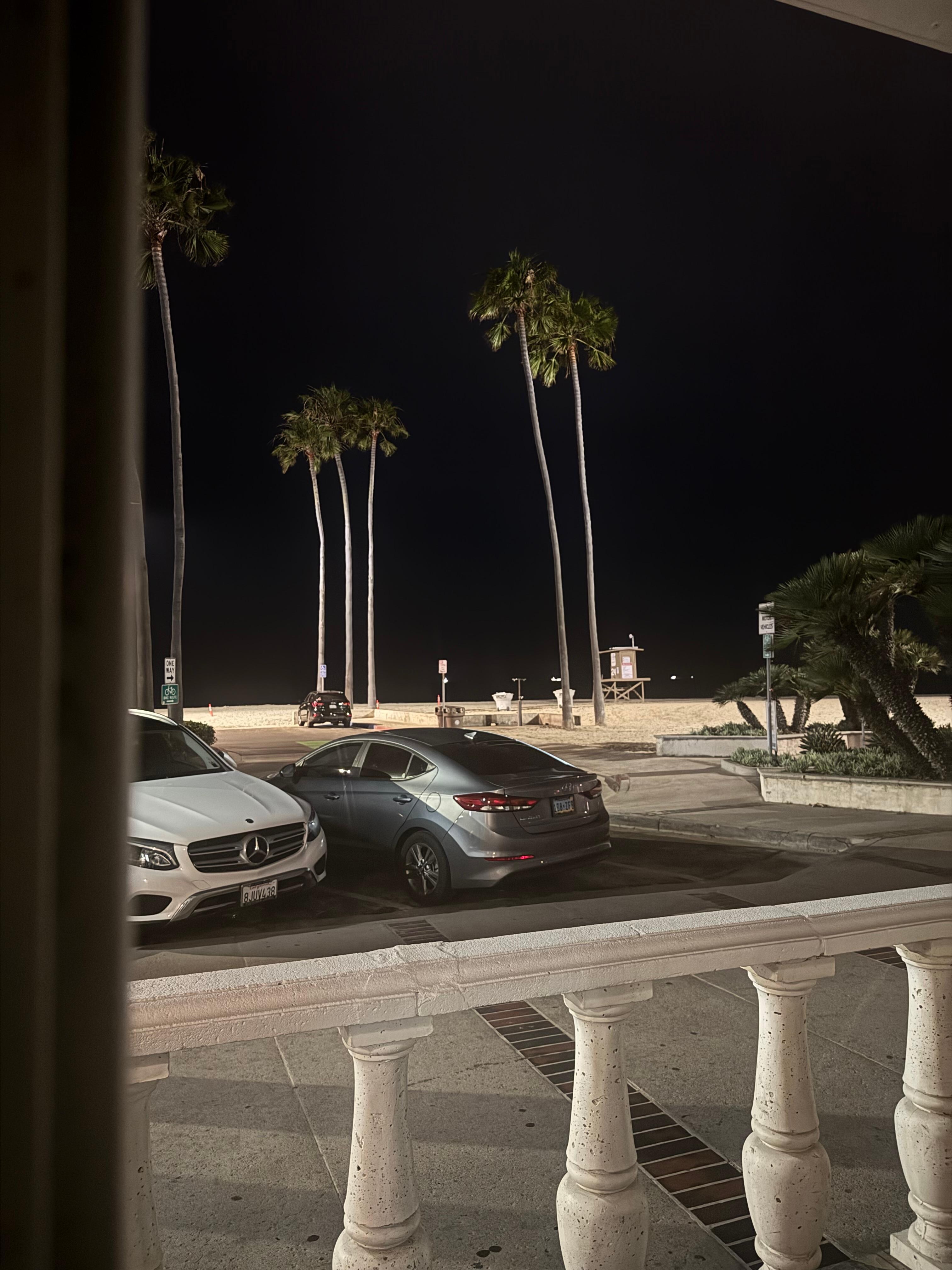 Night view, looking toward the beach. 