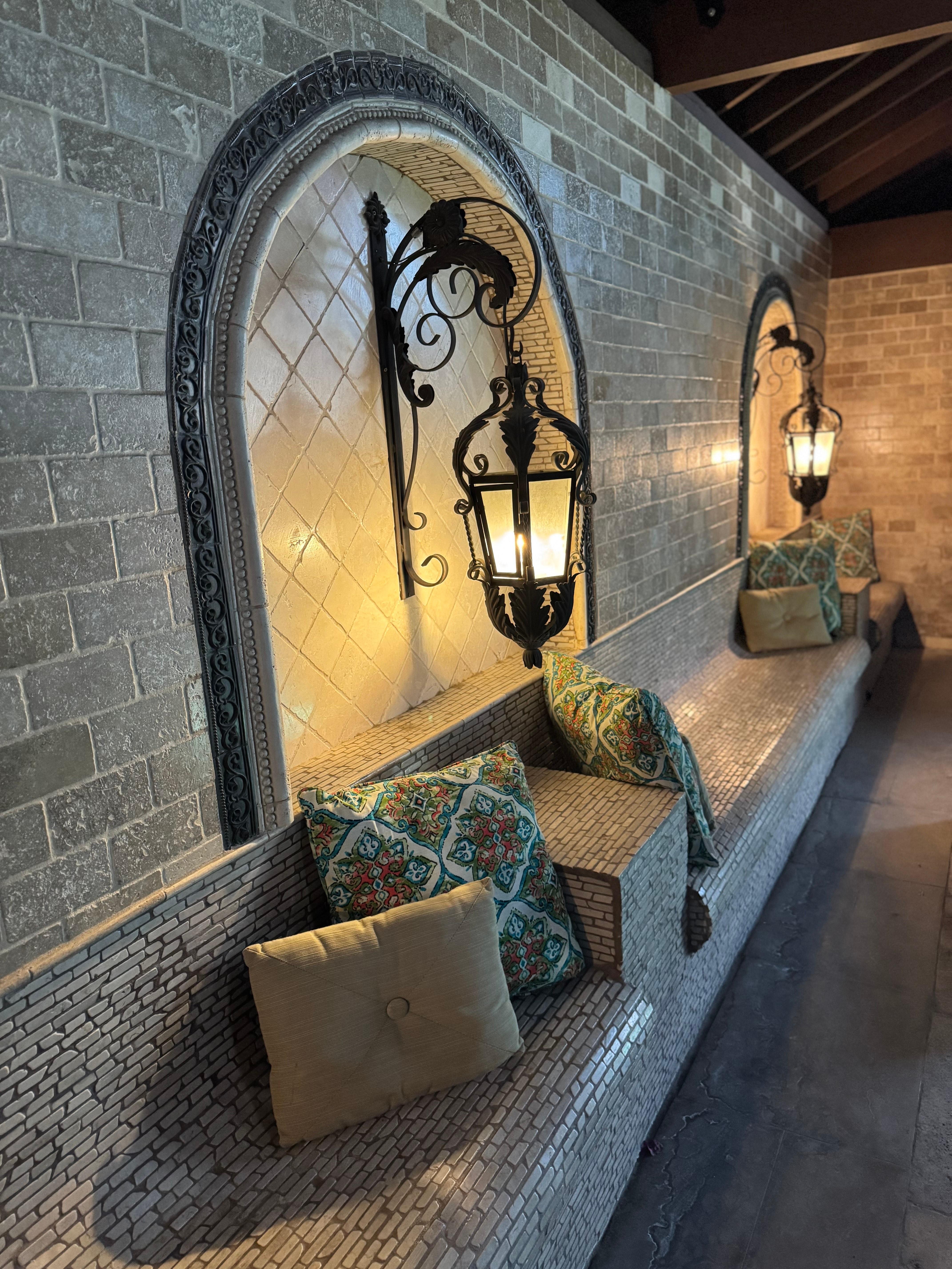 Covered spa surrounding area