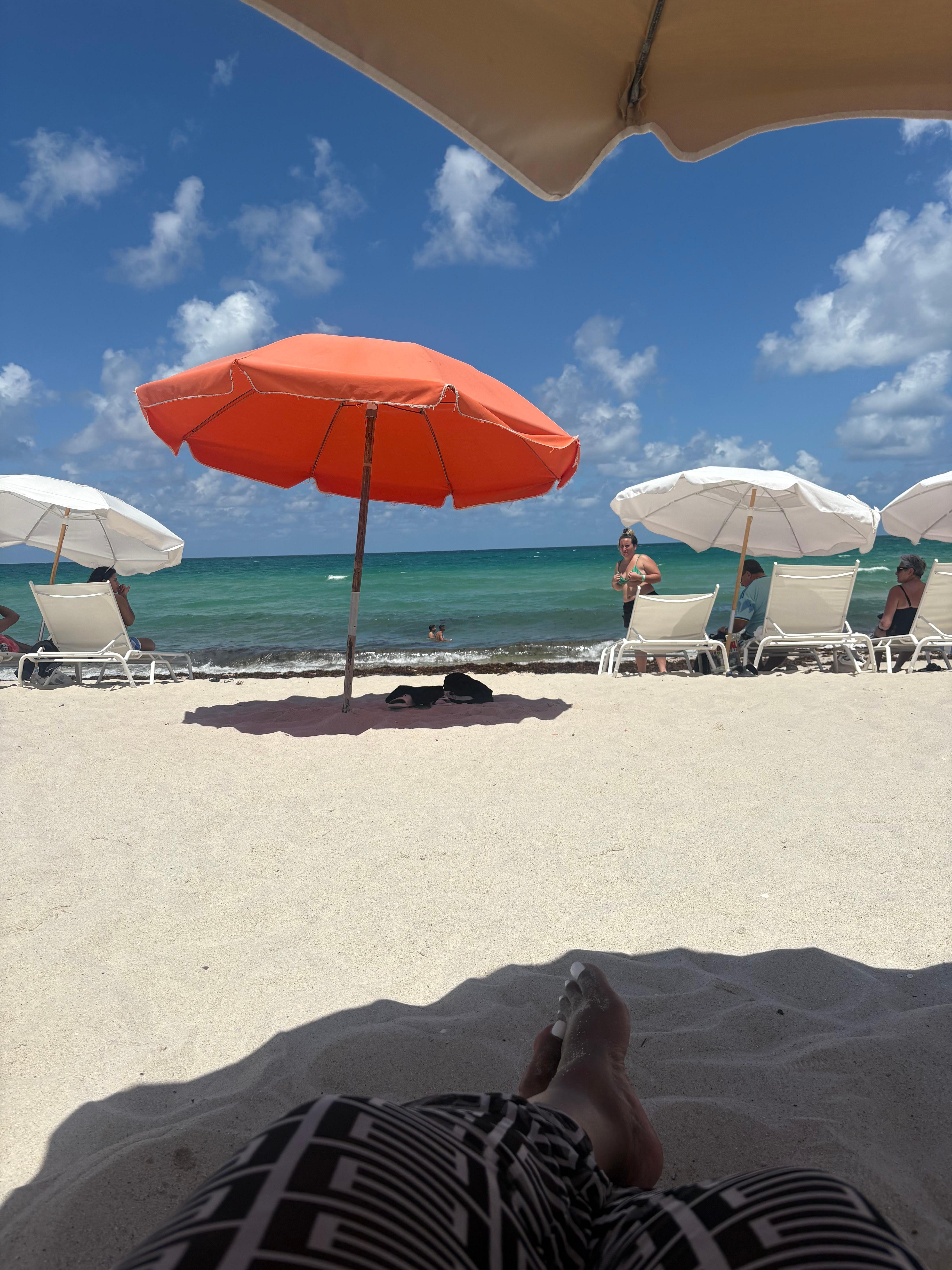 On the hotel beach