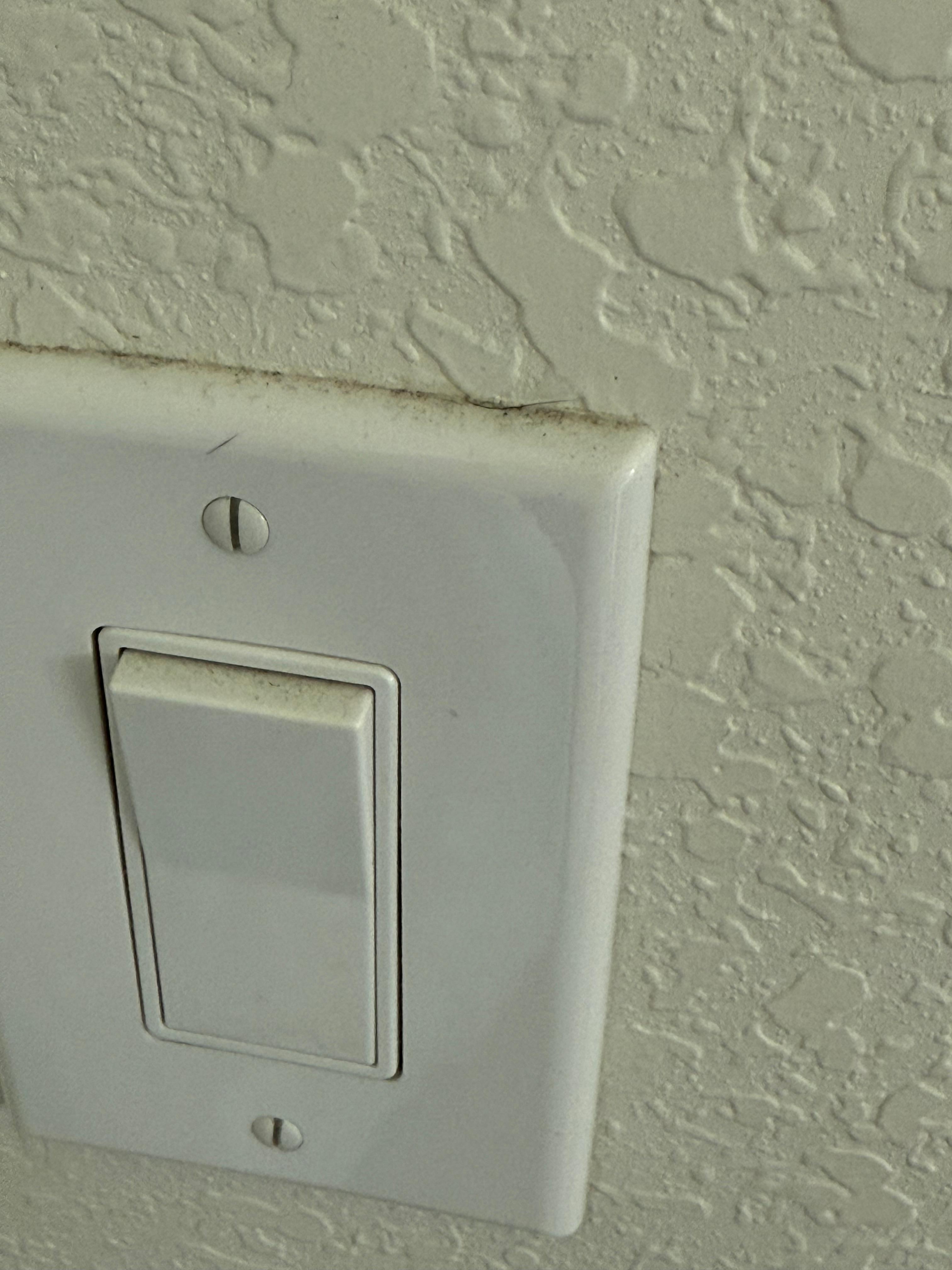 All light switches were also covered in dust