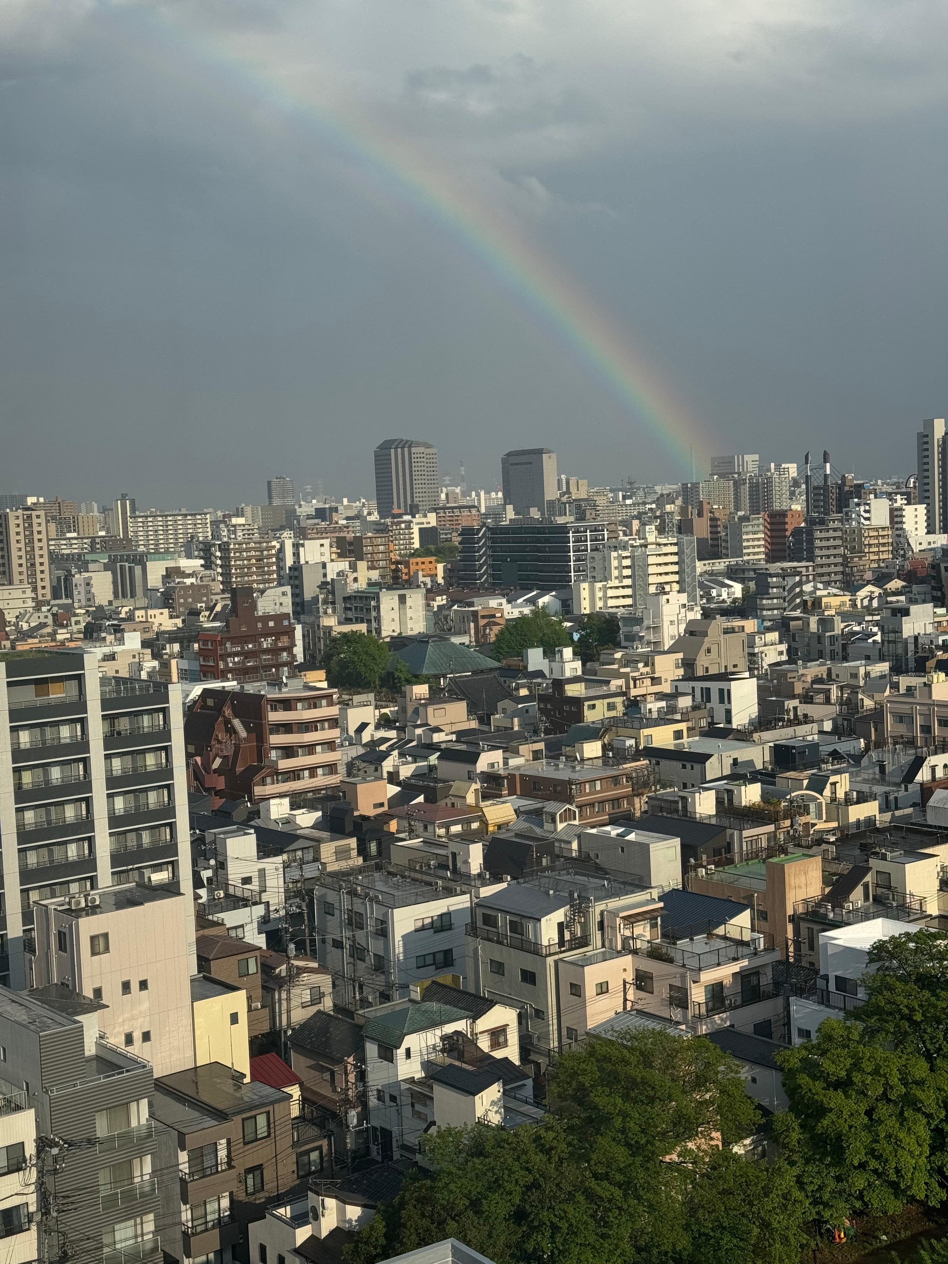View with a rainbow on the 13th floor