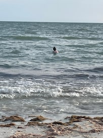 Beach waters so close to the place