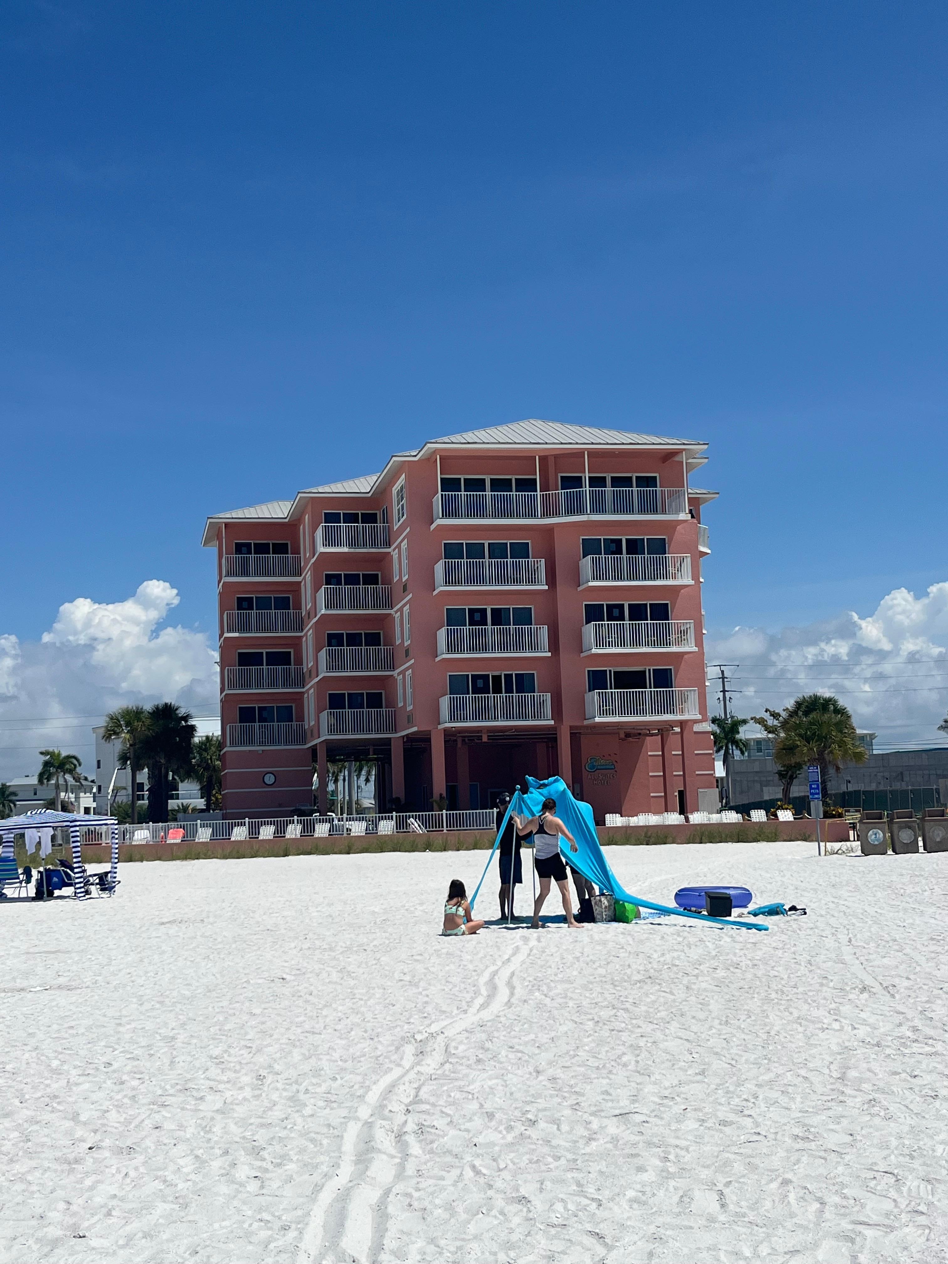 View of building from the beach.