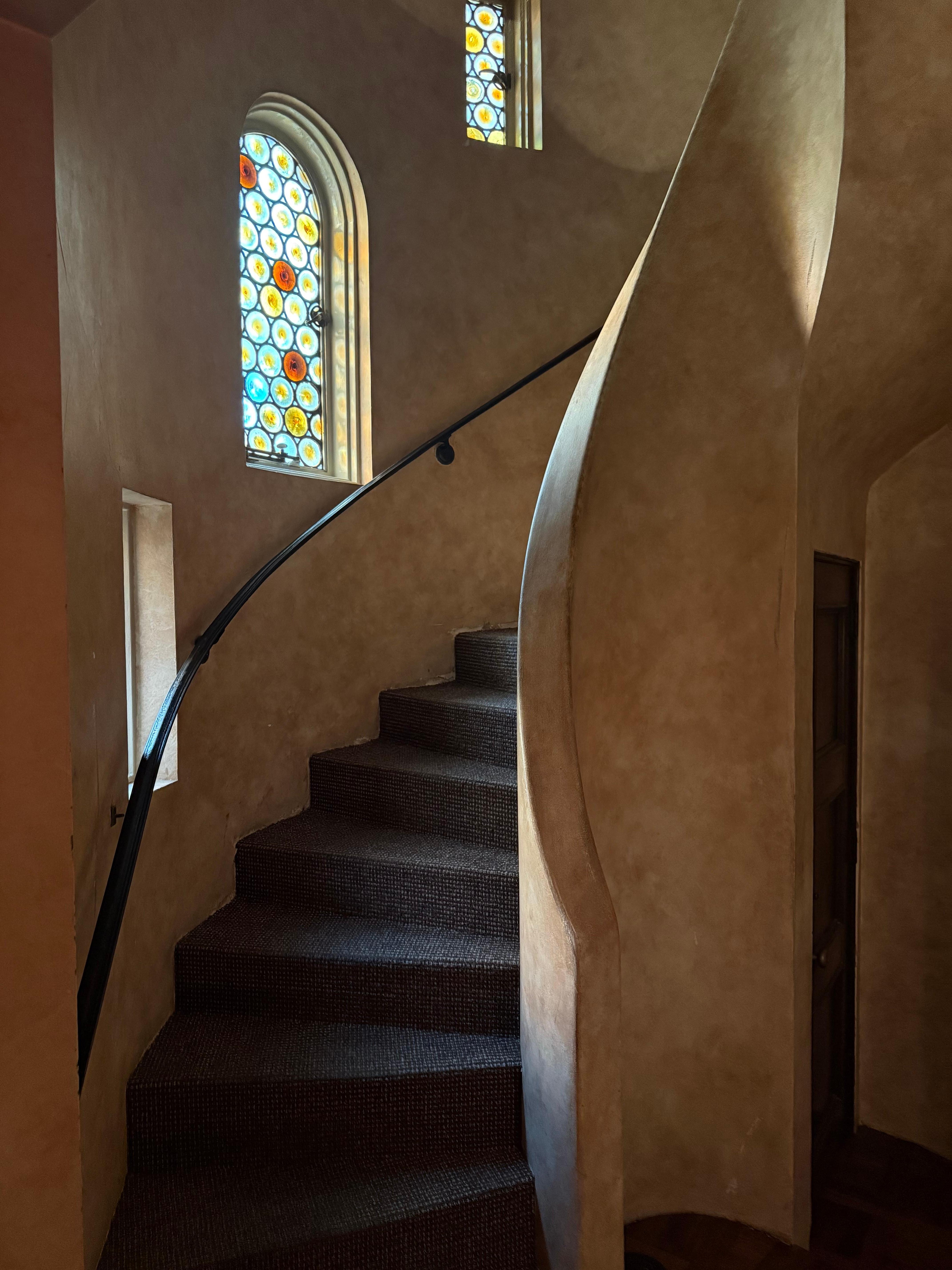 Old world charm with leaded hand-blown glass rondels in the original section of the mansion 