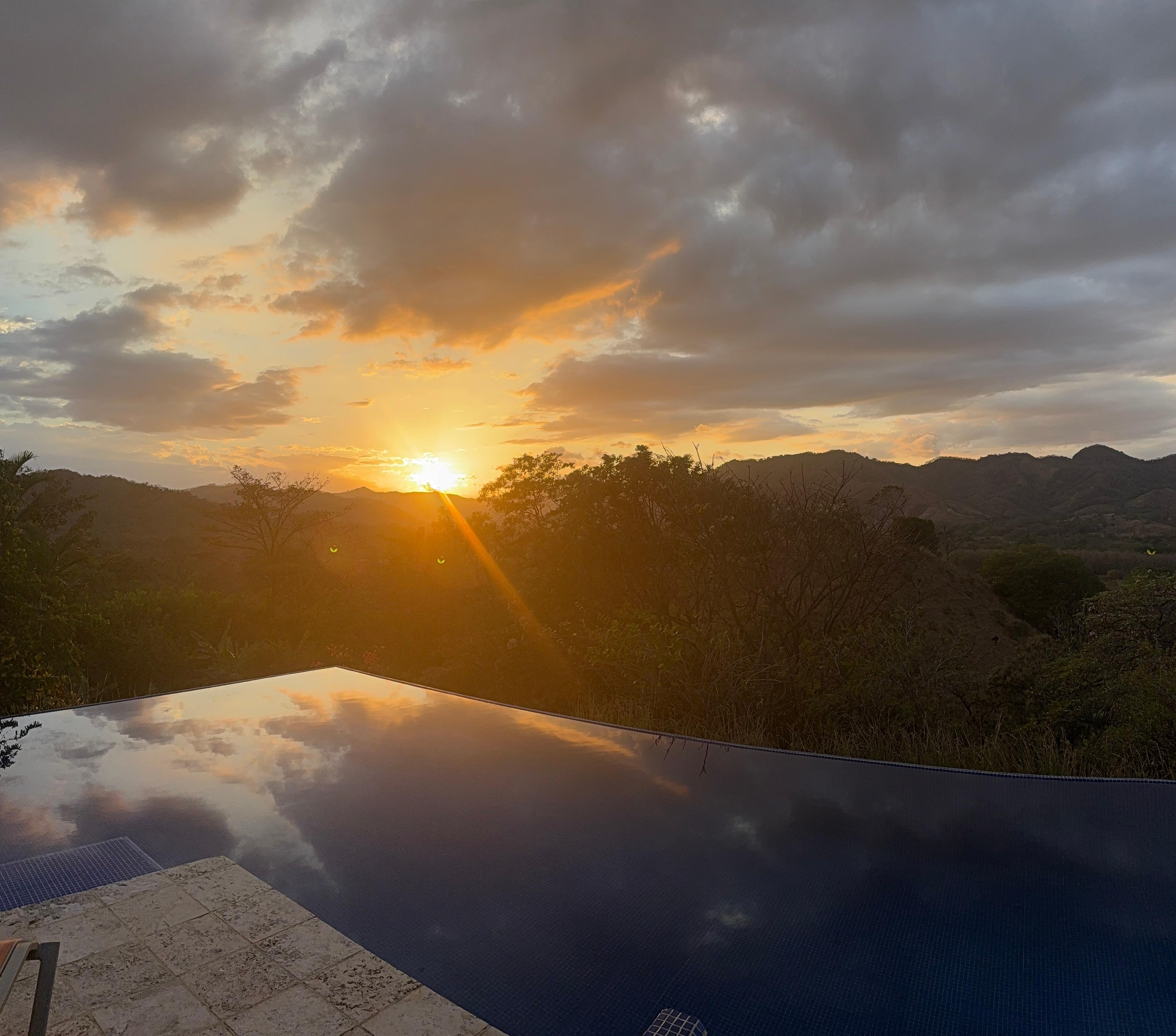 Sunset over the pool
