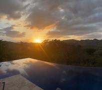Sunset over the pool