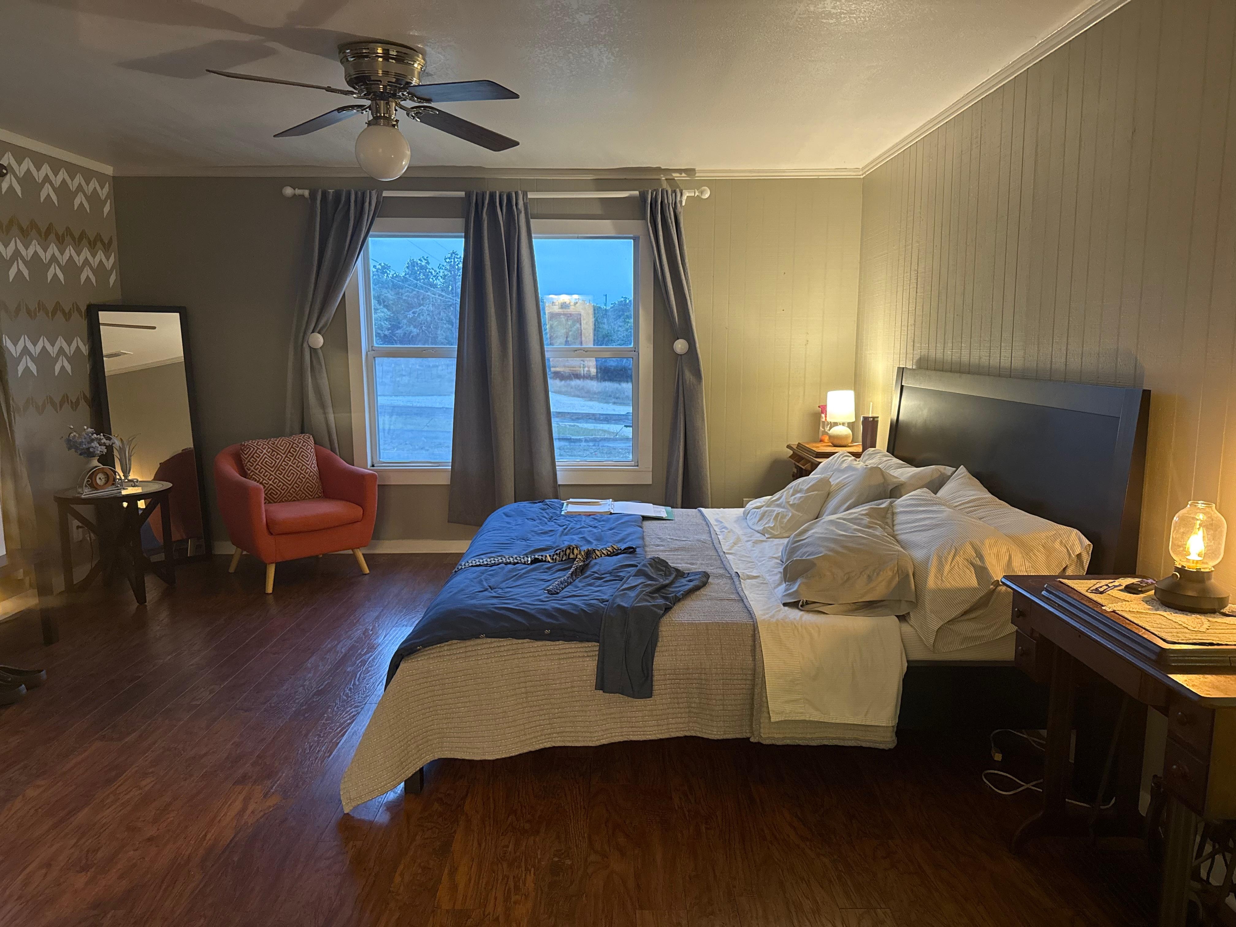 Master bedroom with a King