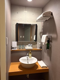 Sink outside of shower room in the bathroom