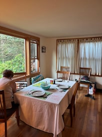 Setting the table foe dinner.