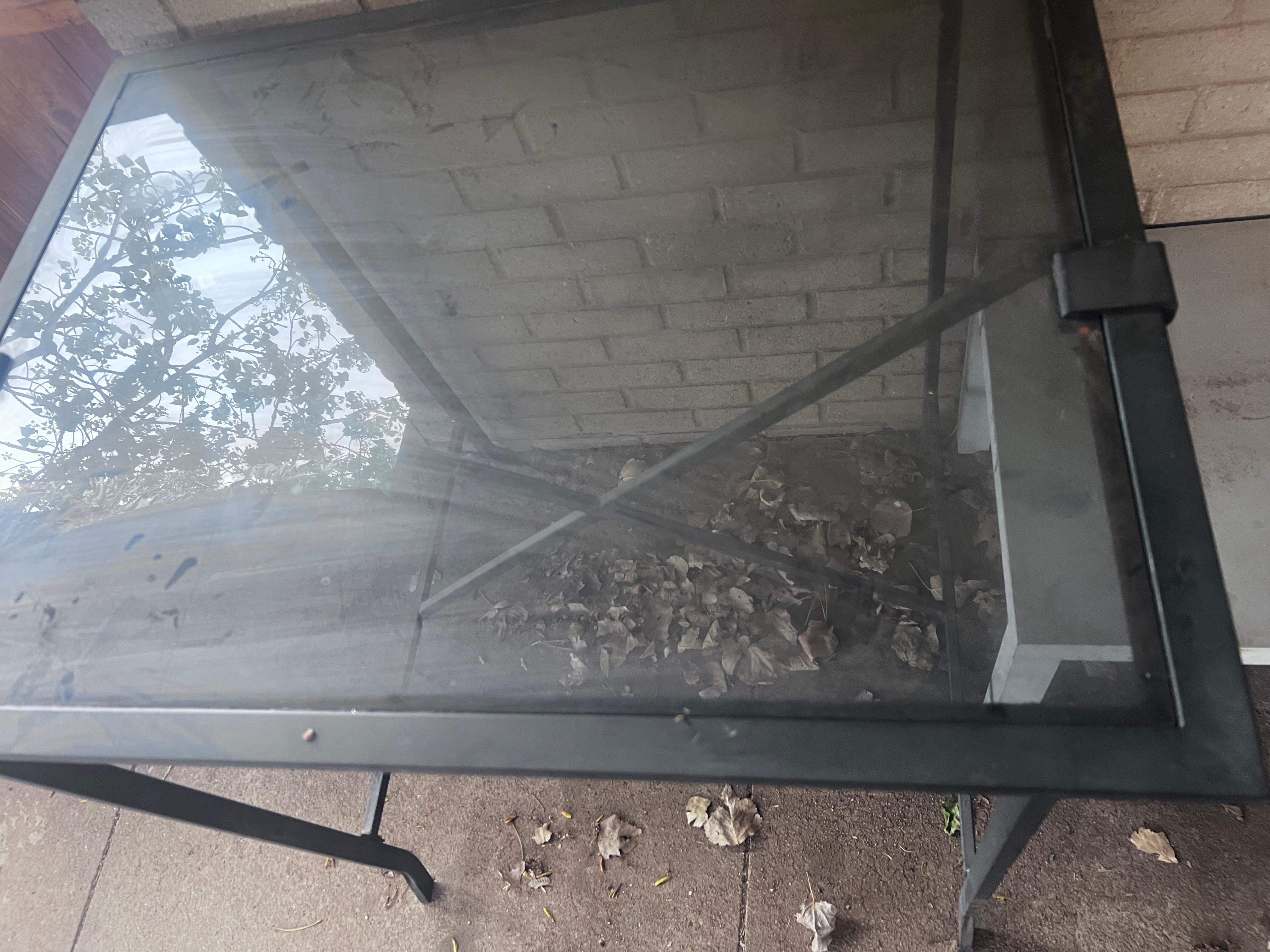 Caked dirt on patio furniture 