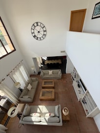 View from the mezzanine by the front door.