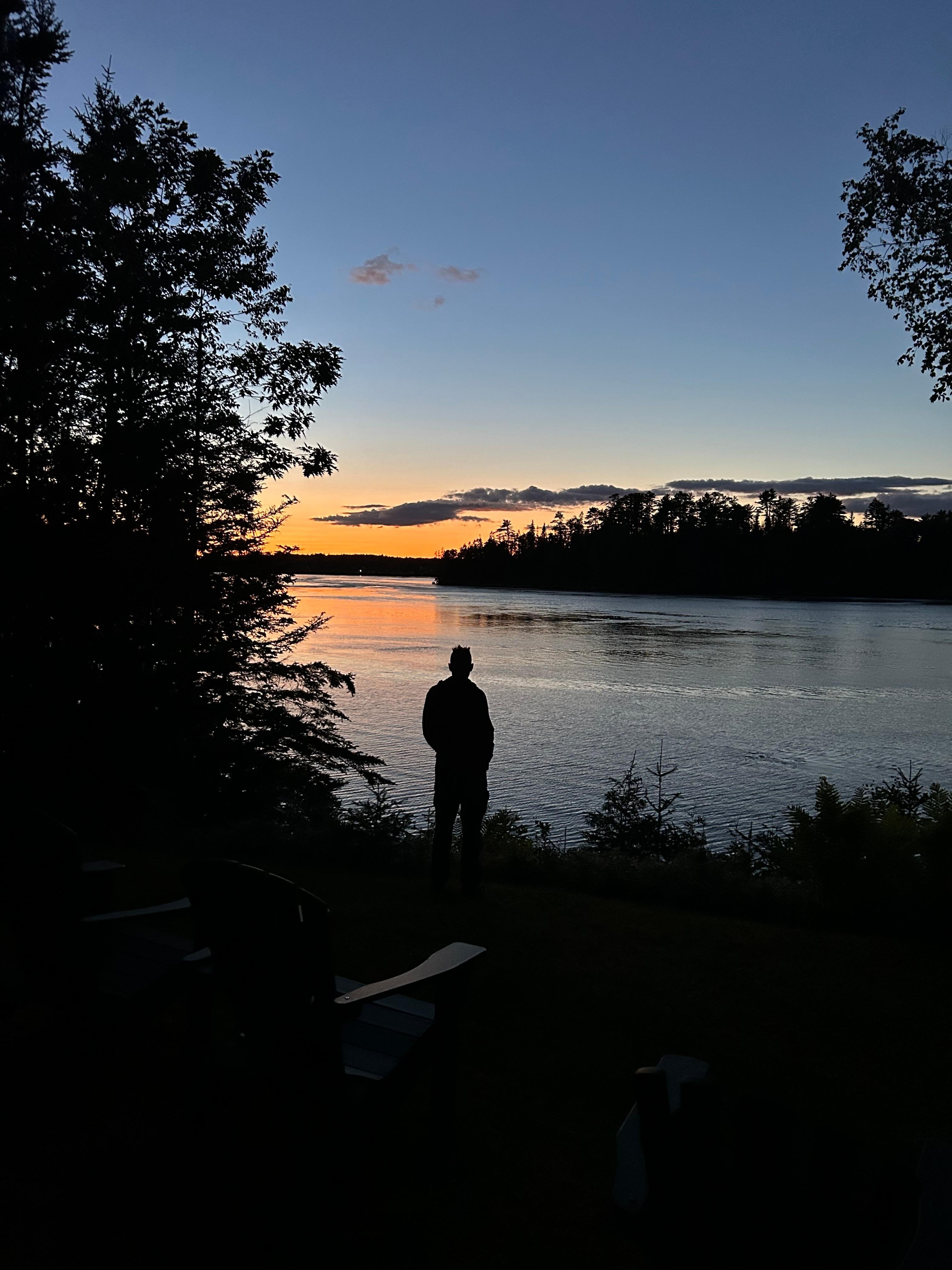 Sunset over the water.