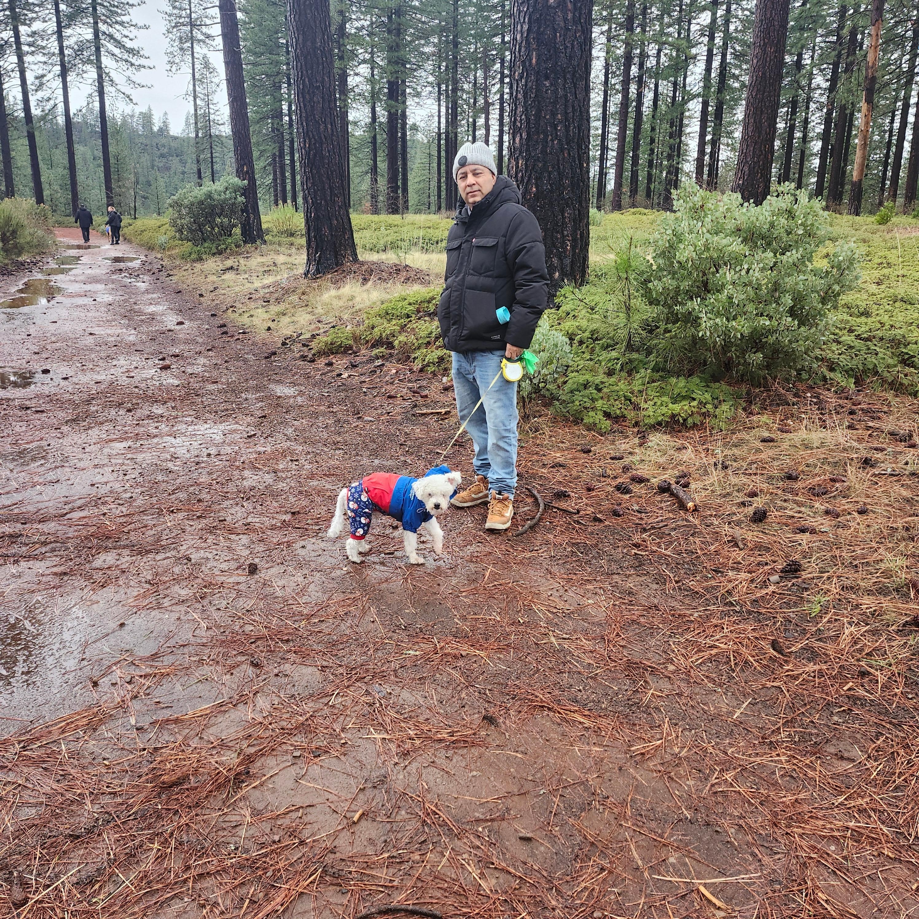 Walk on trail near the house.