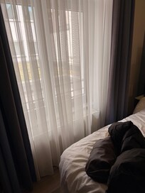 Small gap down the side of the bed especially when curtain drawn