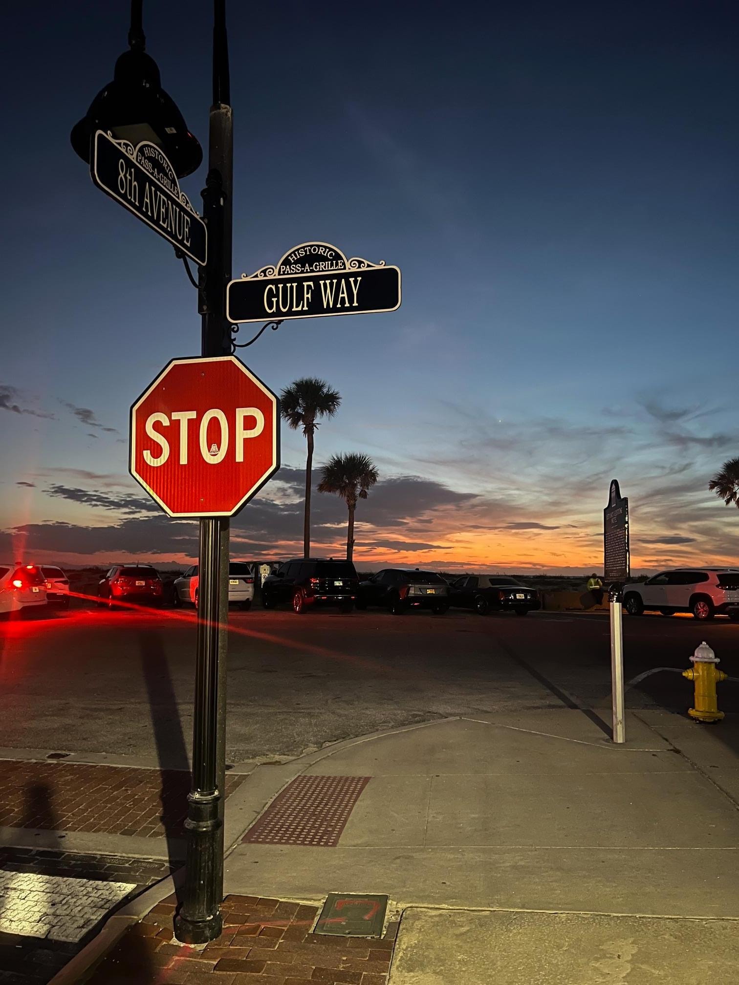 Gulf Blvd at sunset.