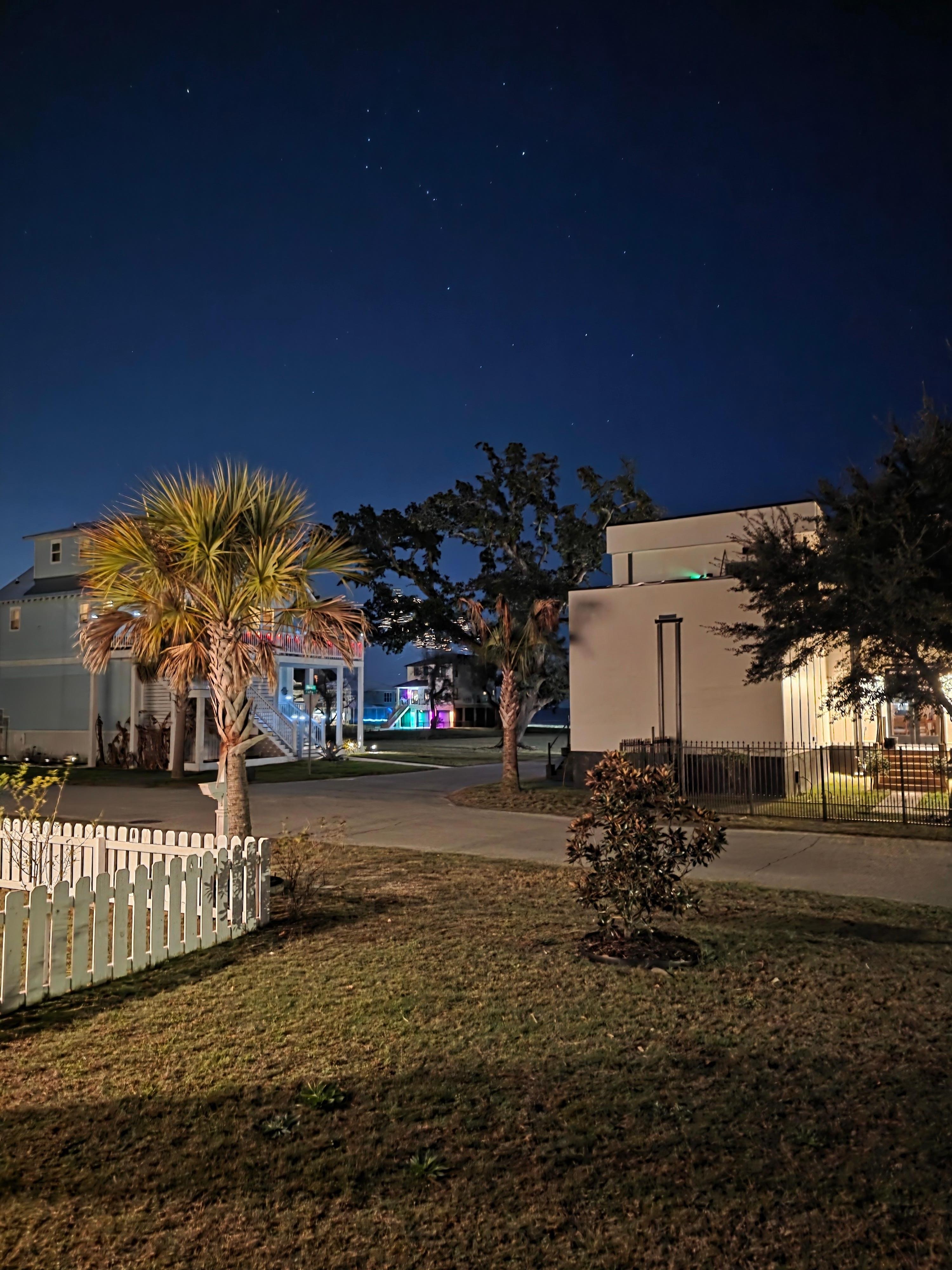 Beautiful view of fireworks offered on the beach New Year's Eve.