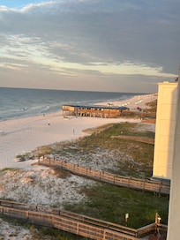 Balcony view showing Sea N Suds restaurant close by.