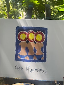 Painted a memory for our sister trip - the resort has a grove supplied with art supplies and canvases for guests to paint if they want