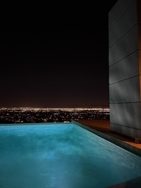 infinity pool at night.