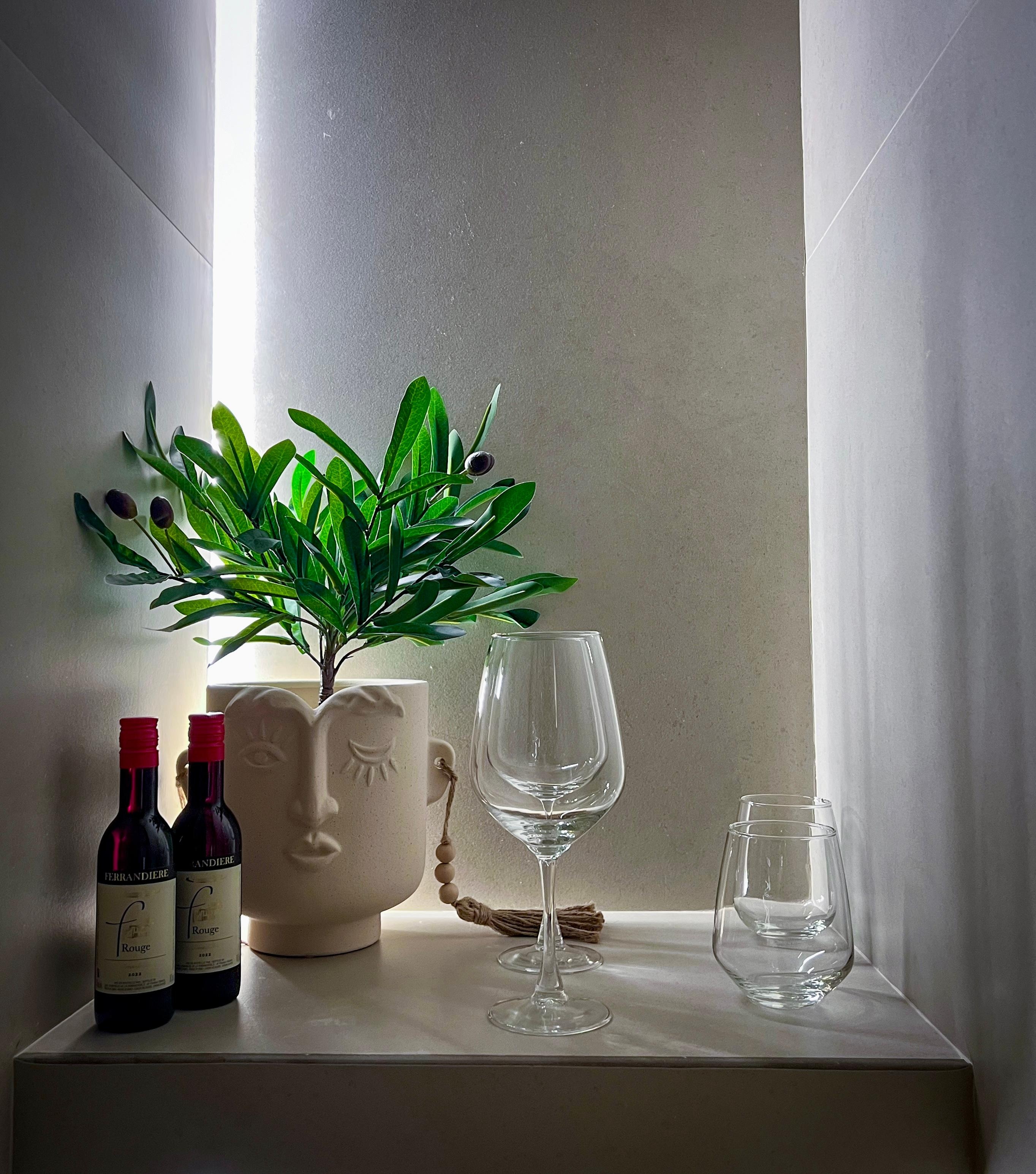 Cute station for wine glasses. 