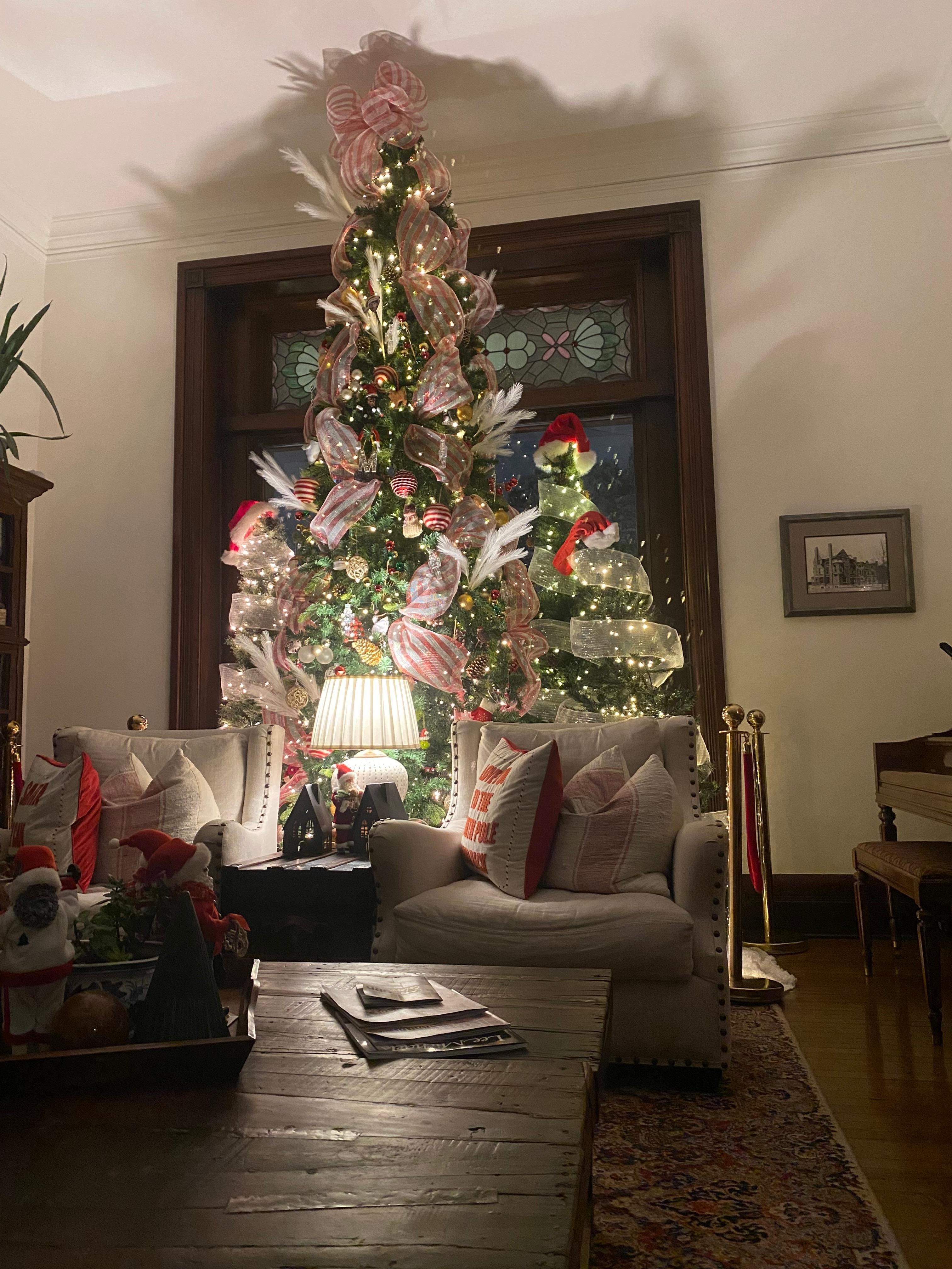 Christmas tree in living room on bnb