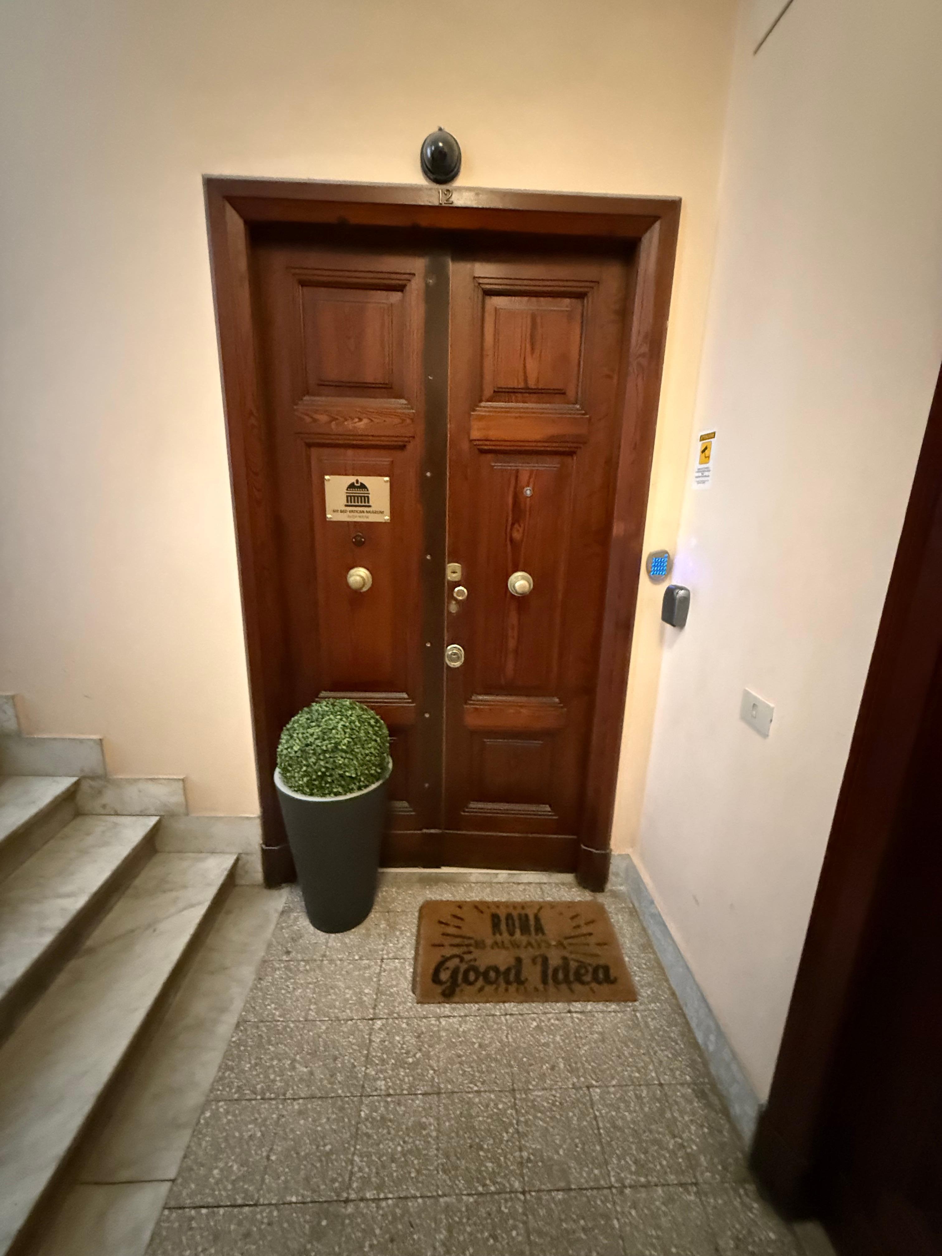 Inside entrance doors.