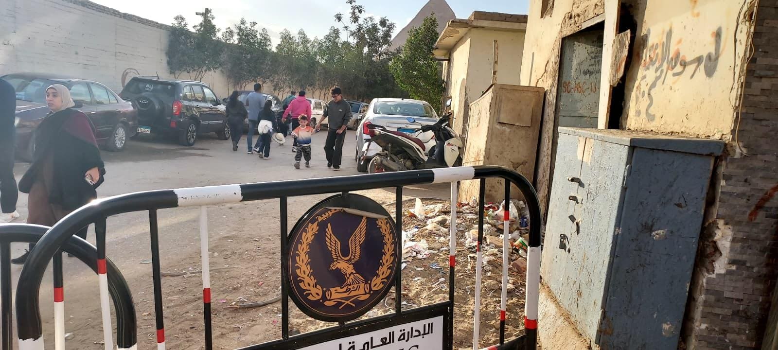 Ticket booth to pyramids right outside hotel entrance 